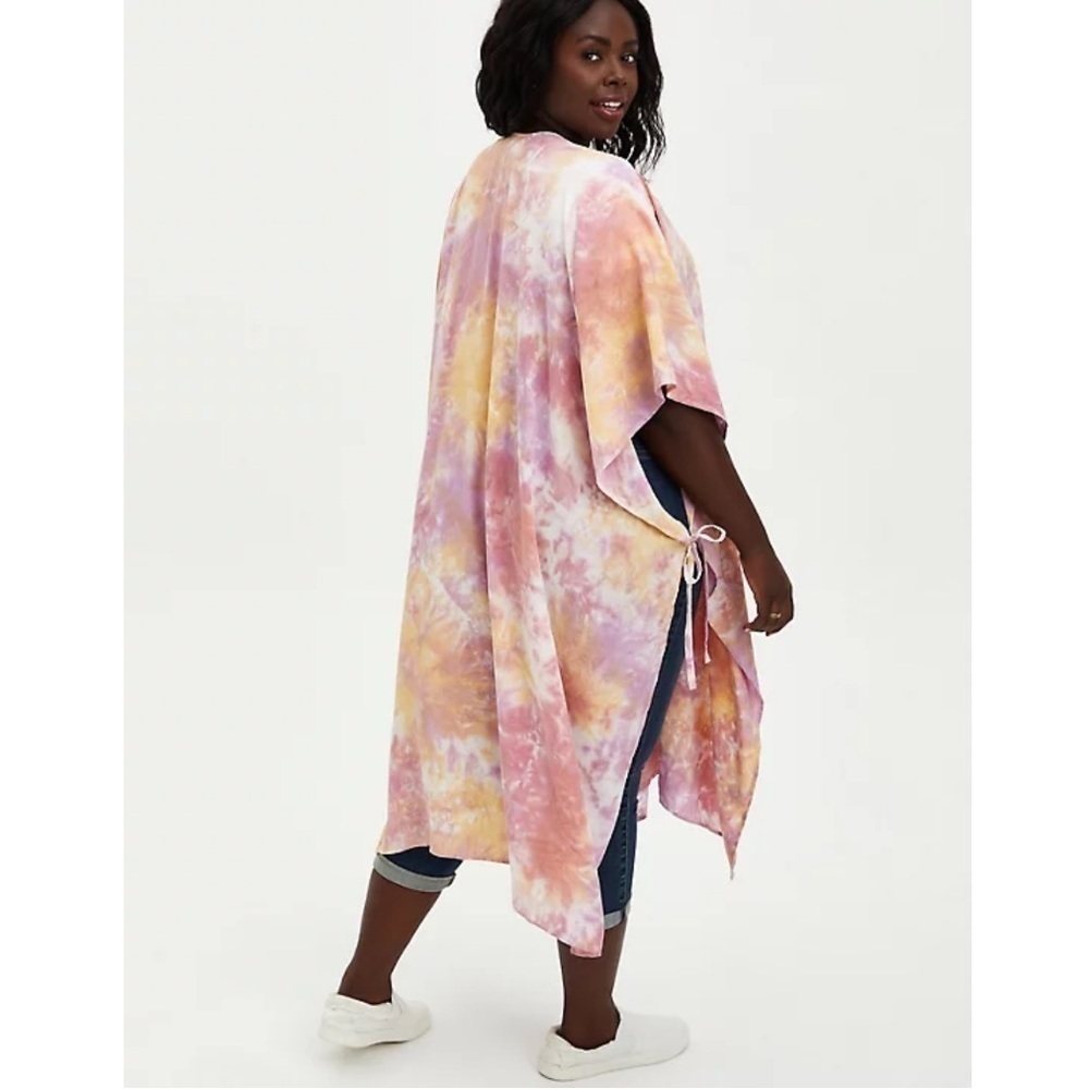 Torrid one size PINK TIE DYE LONGLINE RUANA - Picture 3 of 10